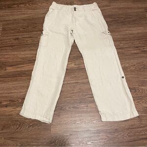 Cynthia Rowley Linen Cargo Pants Beige Khaki Size 8